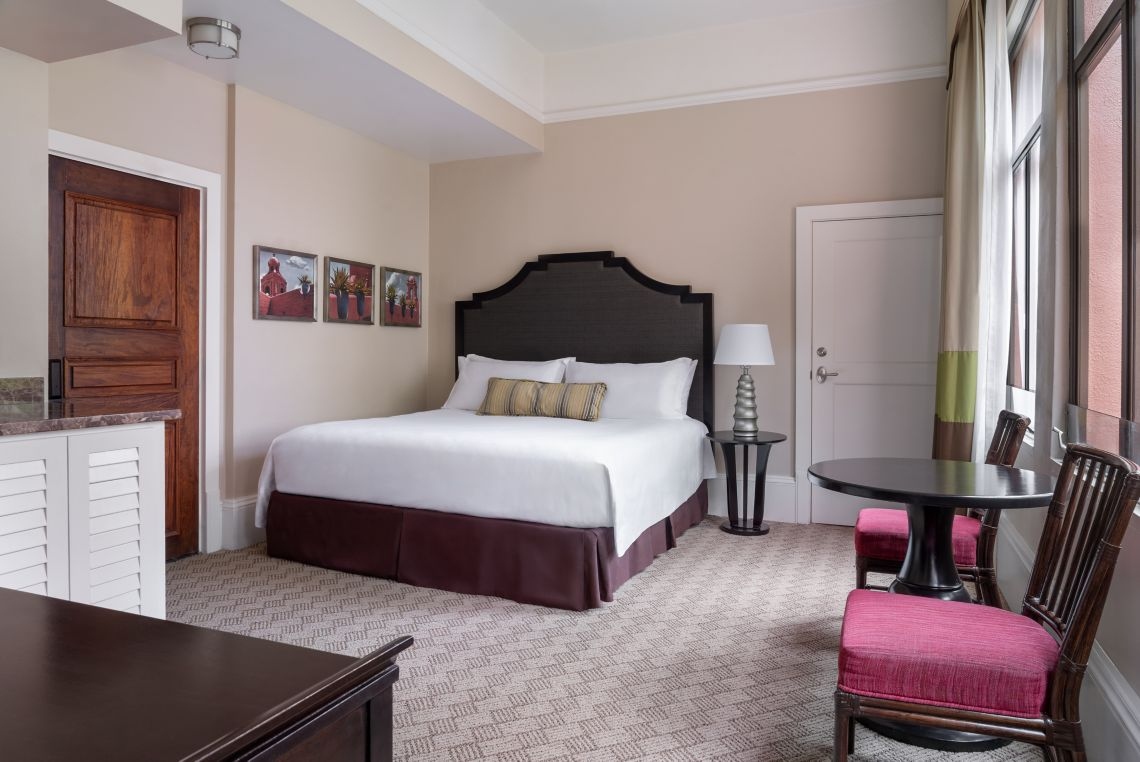 A room with one king bed