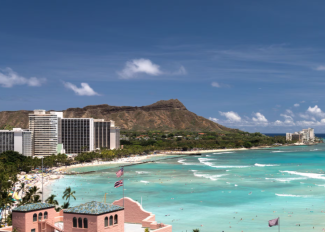 View of the Pacific Ocean from Waikiki Beach
