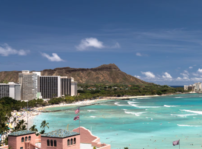 View of the Pacific Ocean from Waikiki Beach