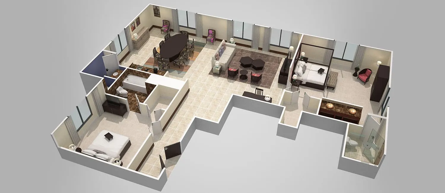 Floor plan of the Royal Hawaiian Suite.